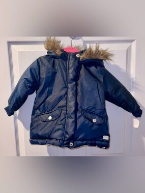 Baby Girl 7 for All Mankind 24 Months puffer coat hooded blue NWT